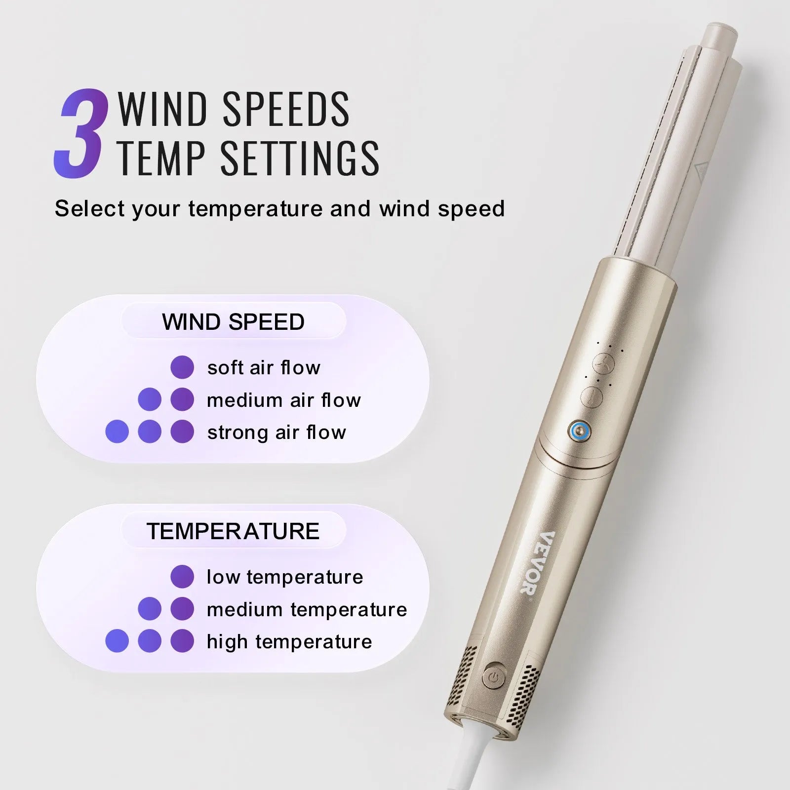 8-in-1 Hair Styler – Curling Iron, Hot Air Brush & Dryer Vevor (1400W)
